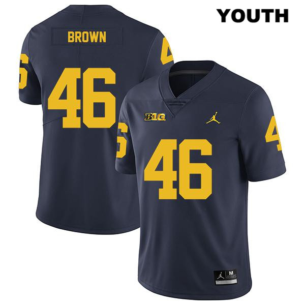 Youth NCAA Michigan Wolverines Matt Brown #46 Navy Jordan Brand Authentic Stitched Legend Football College Jersey DV25T64RT